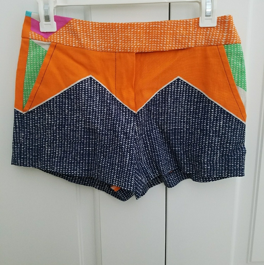Trina Turk Orange Navy Green Colorblock Women’s Shorts